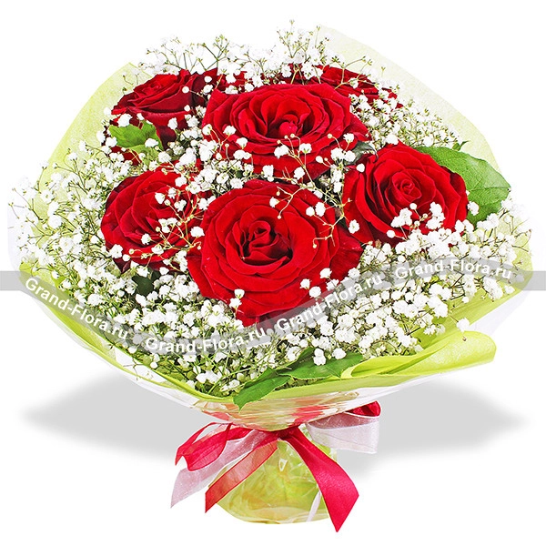 Красивый букет из красных роз - Легкость